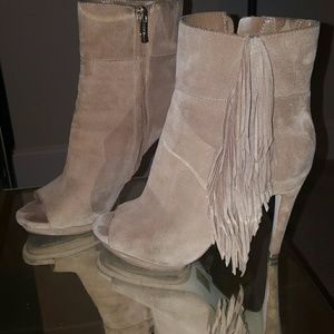 BCBG Open Toe Fringe Suede BOOTIES!!